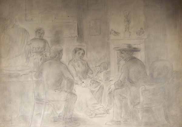 Three Figures Seated in a Parlour